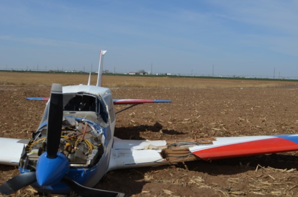 Bellanca Super Viking after striking power lines